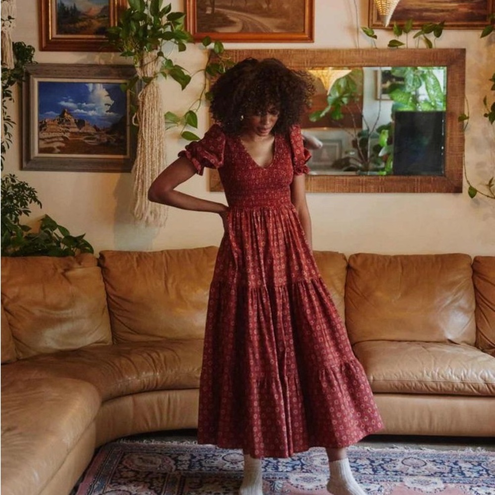 Elegant Red Floral Maxi Dress